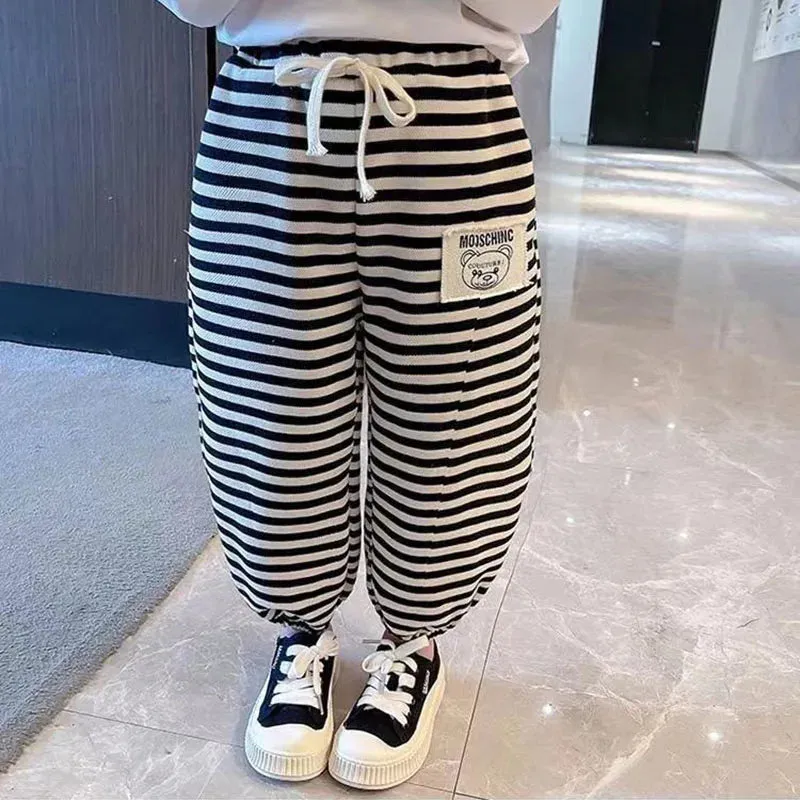 2024 Summer Kids Pnats Children Korean Mosquito Proof Pants For Boys Girls Baby Casual Outwear Pants Sports Pants