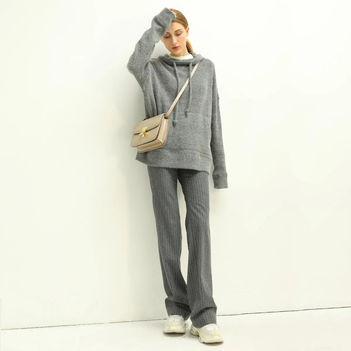 All-Around Warm Striped Grey Wool Pants