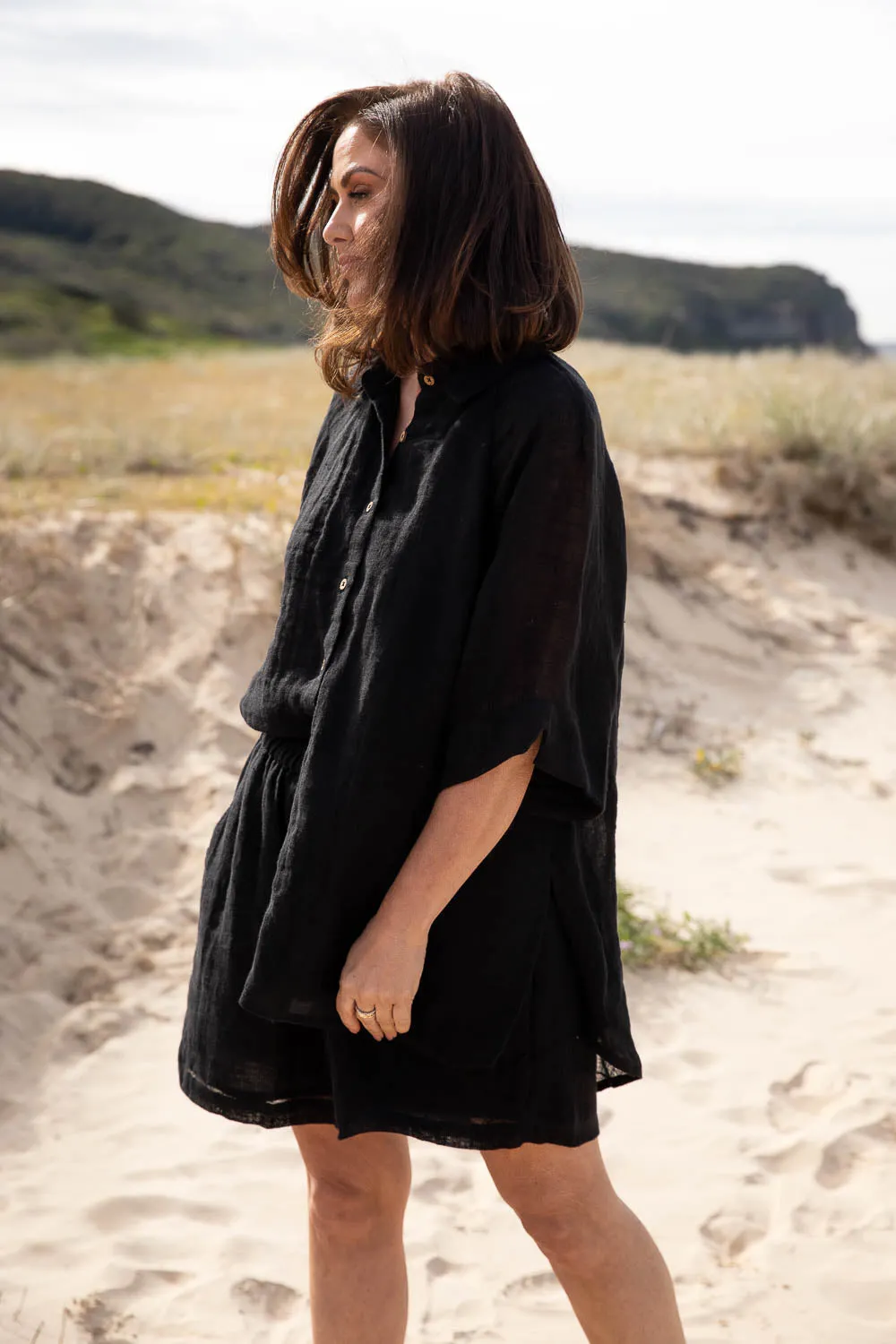 Arana Linen Shirt - Black