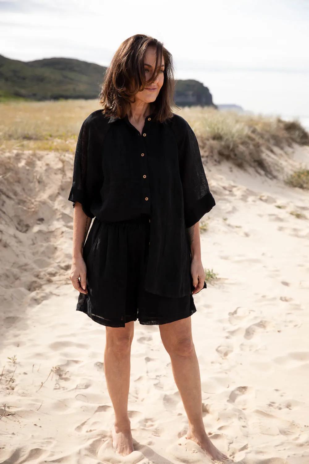 Arana Linen Shirt - Black