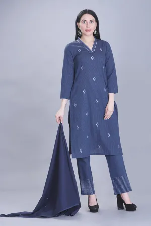 Ballsy Navy Blue Kurta Set With Dupatta