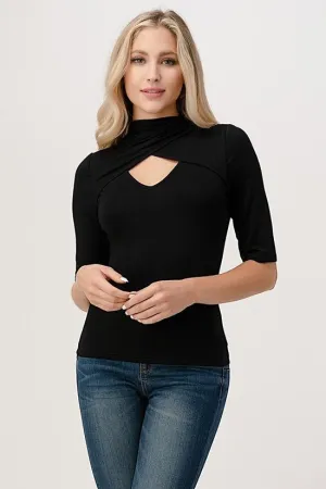 Black Open Twist Front Top