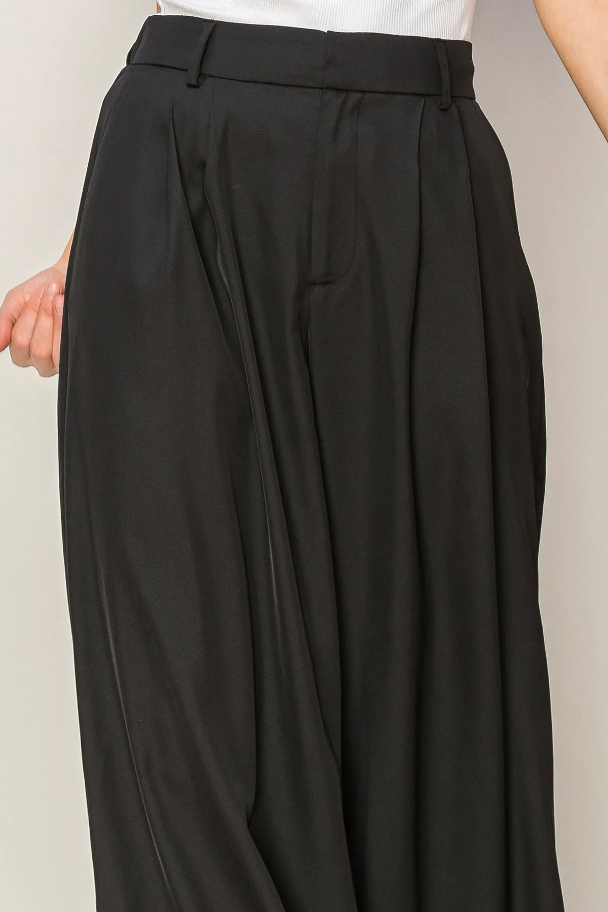 Black Palazzo Satin Pants