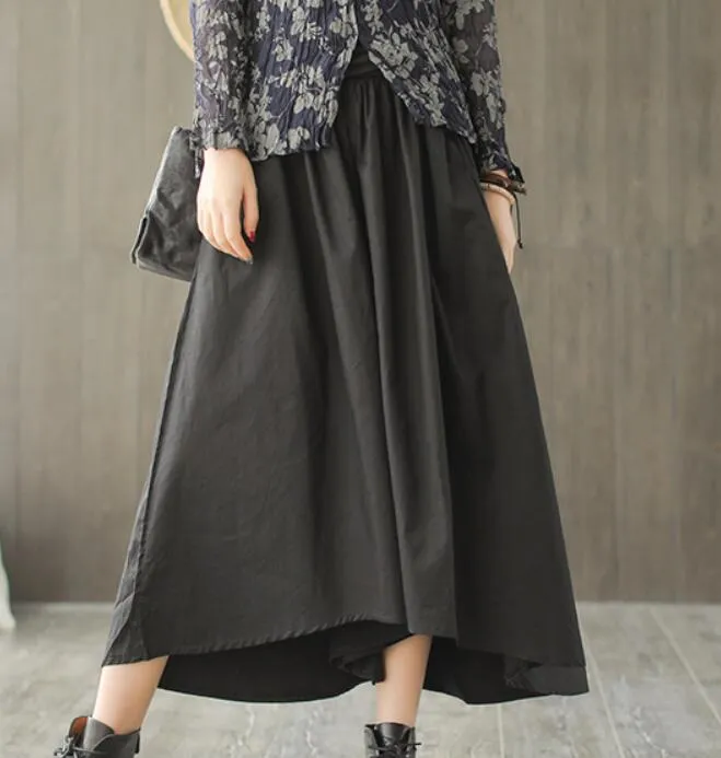 Black  Women Cotton Harem Pants Wide Leg Pants SJ981106