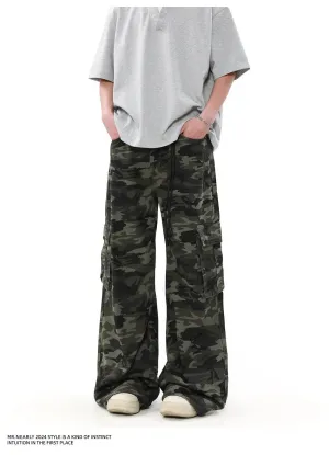 Camo Print Flap Pocket Cargo Pants