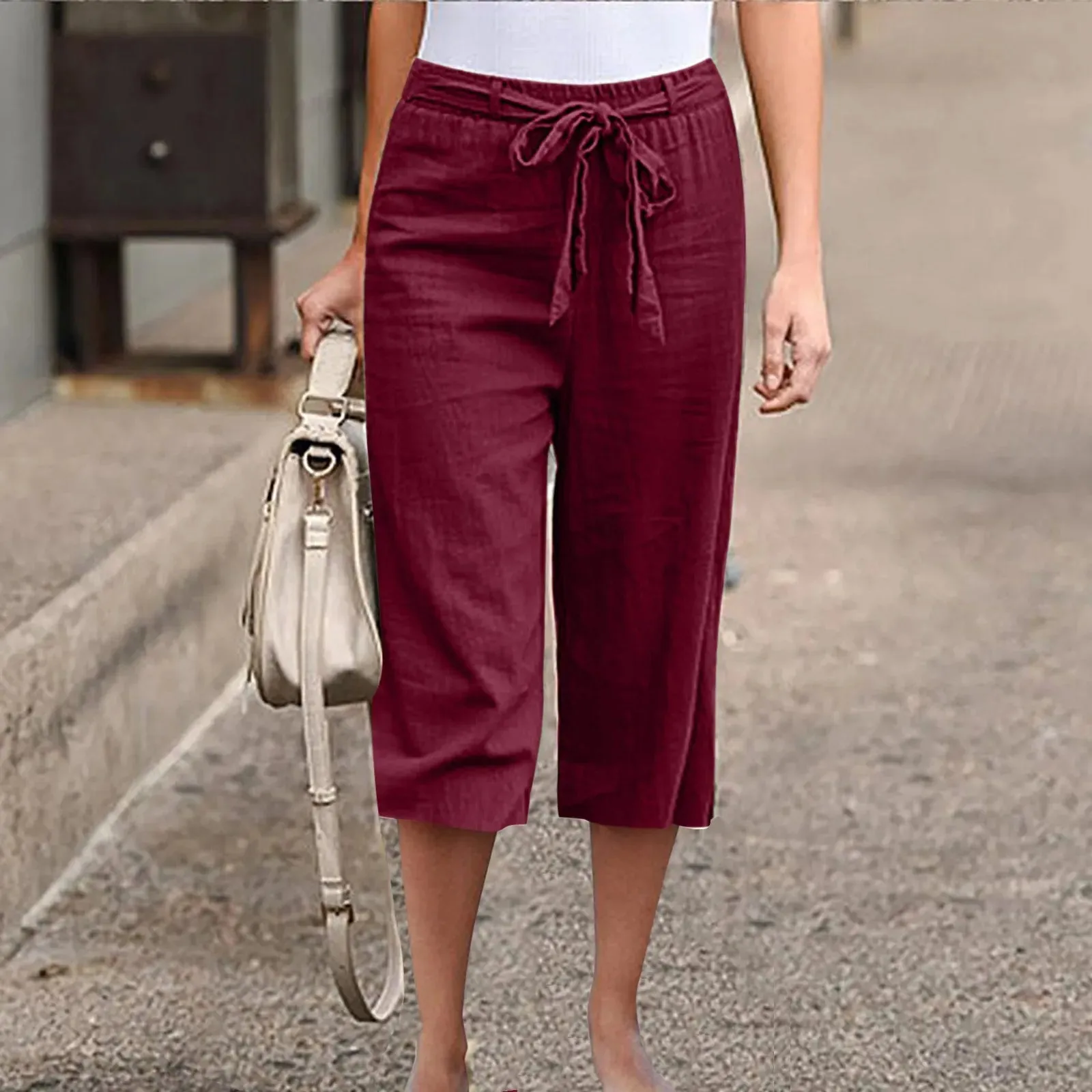 Comfortable Breathable Summer Wide Straight Casual Solid Simple Pants