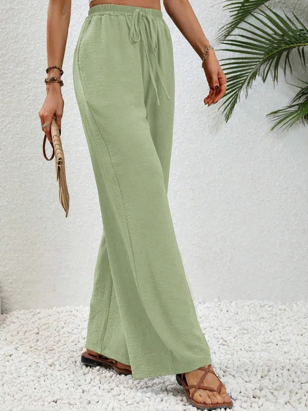 Comfortable casual wide leg pants with elastic waist