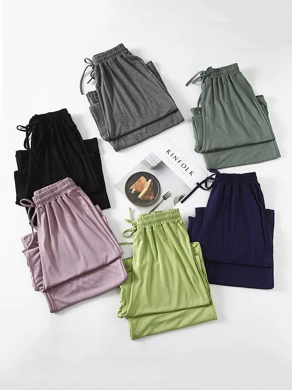 Comfortable Drawstring Solid Color Loose Pants