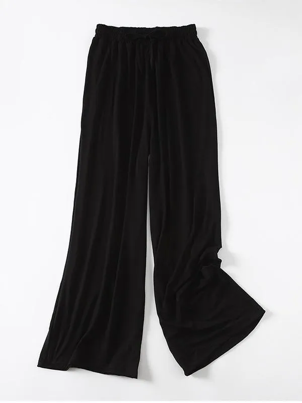 Comfortable Drawstring Solid Color Loose Pants