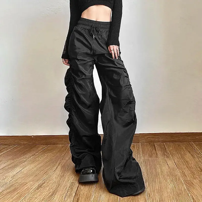 Comfortable Halloween Baggy Black High-Waist Pants