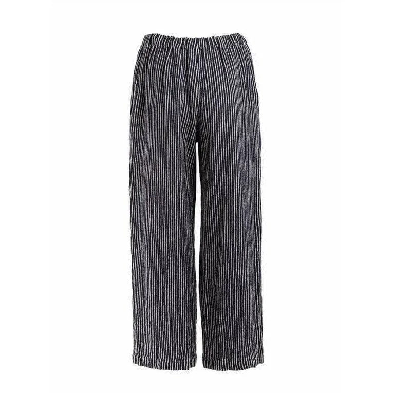 Comme des Garçons Navy Pinstriped Wide Leg Pants