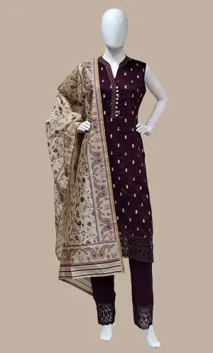 Deep Grape Embroidered Punjabi