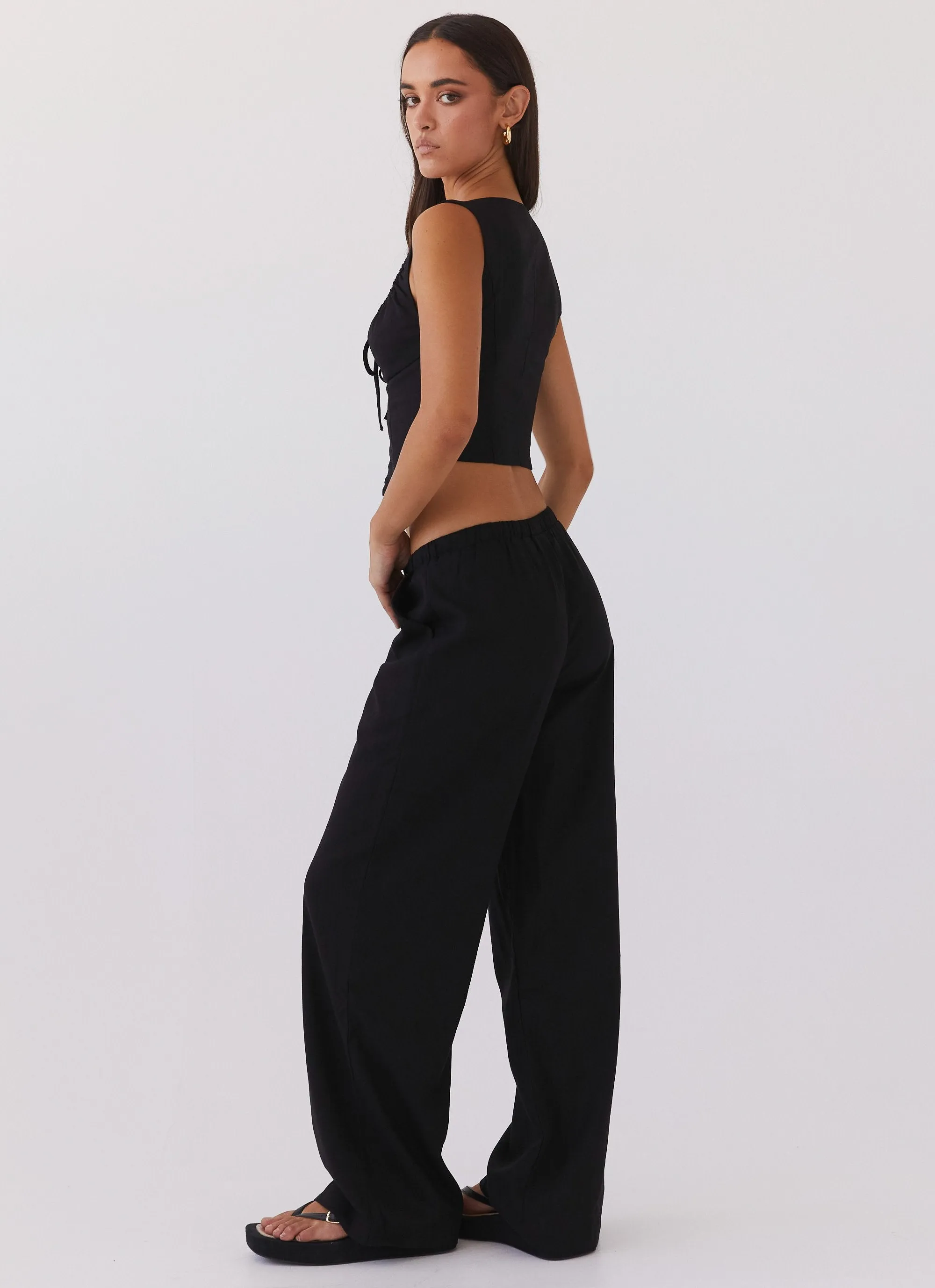 Fresh Face Linen Pants - Black