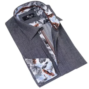 Gray inside Tropical Printed Mens Slim Fit Designer Dress Shirt -