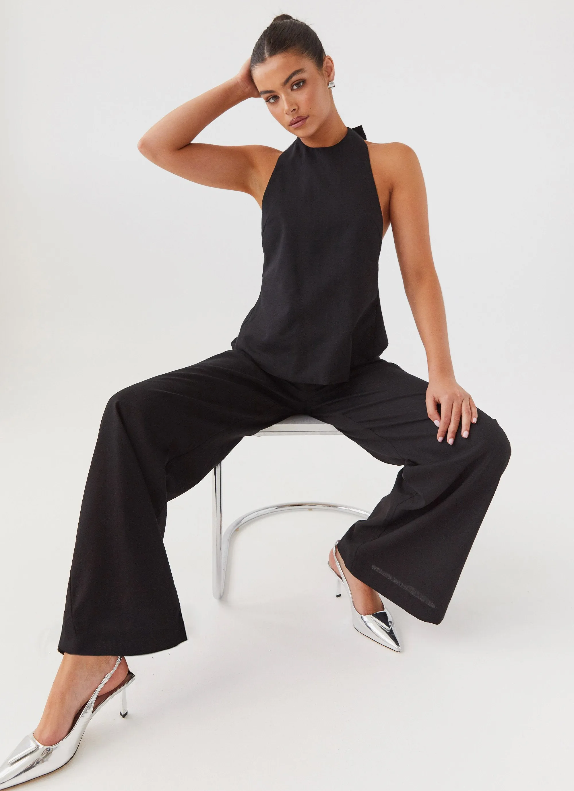 Heatwave Linen Wide Leg Pants - Black