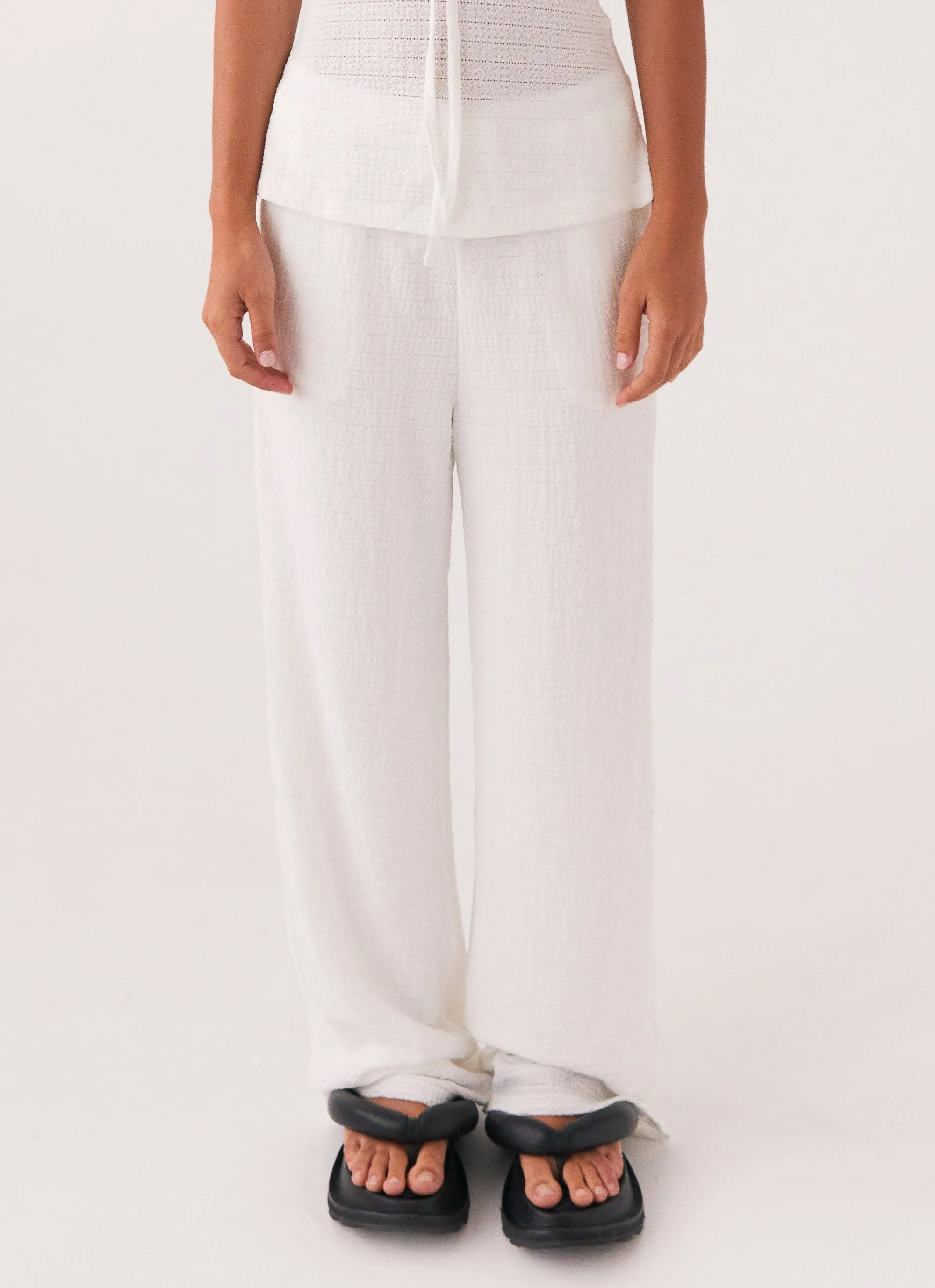 Jadey Waffle Pants - White