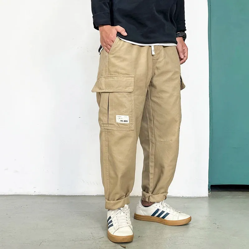 Japanese Streetwear Straight Pants - Casual Cargo Pants Army Green