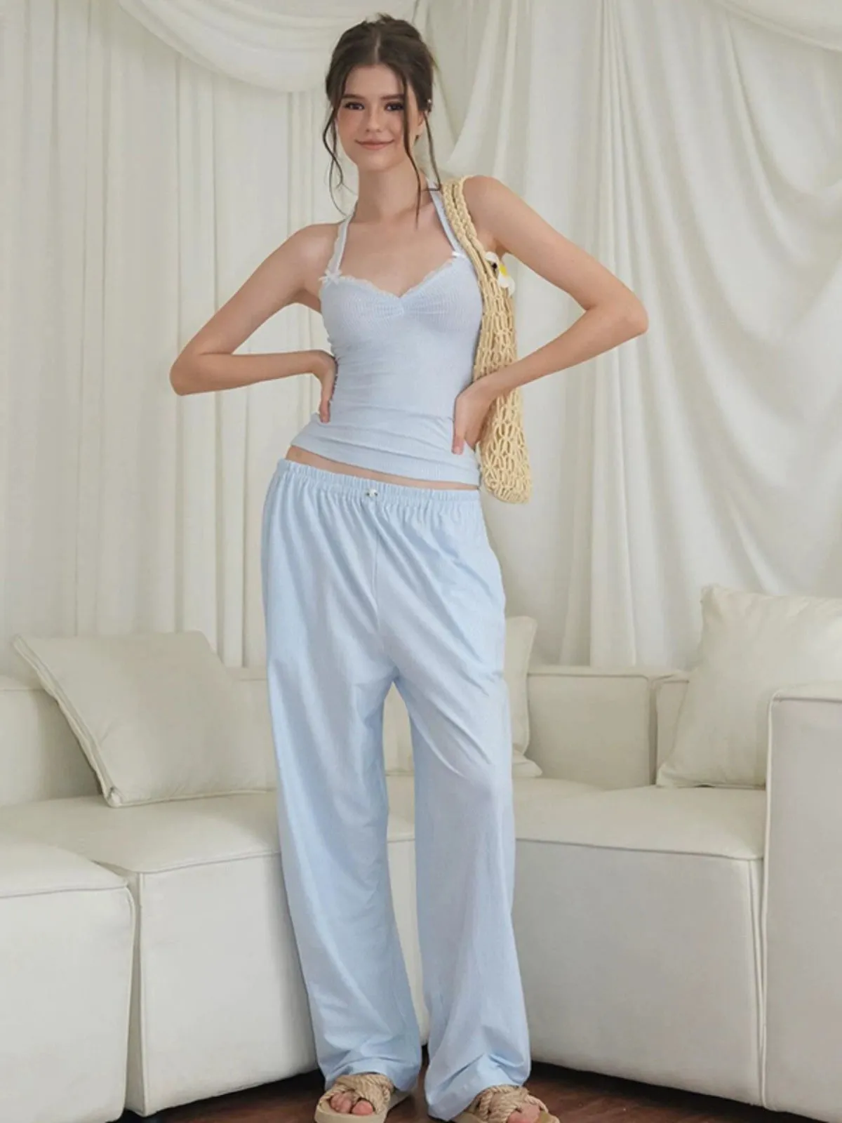 Jeanelle Striped Wide-Leg Lounge Pants