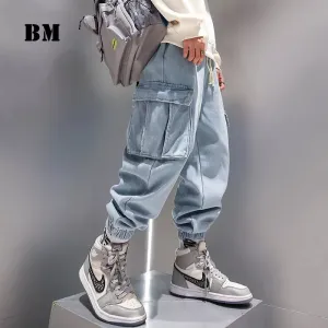 Korean Plus Size Harem Pants Jeans Denim Casual Jogging Pants For Men