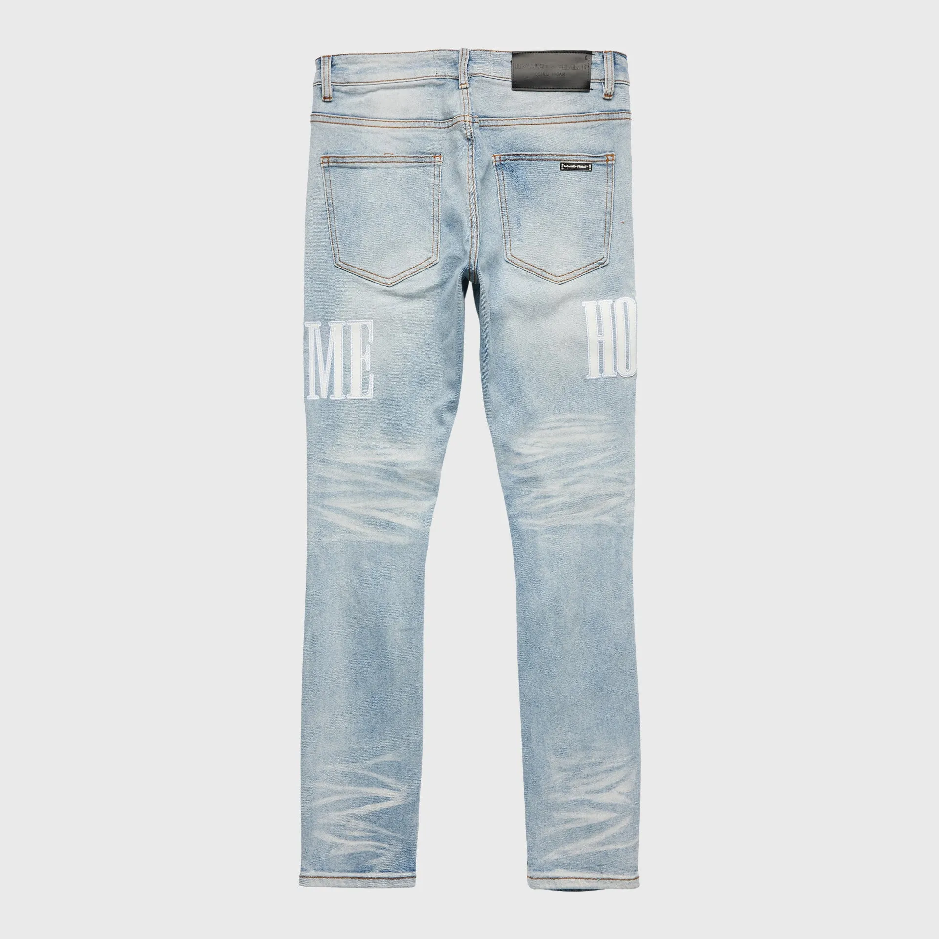 Letterman Denim Blue With White Letters