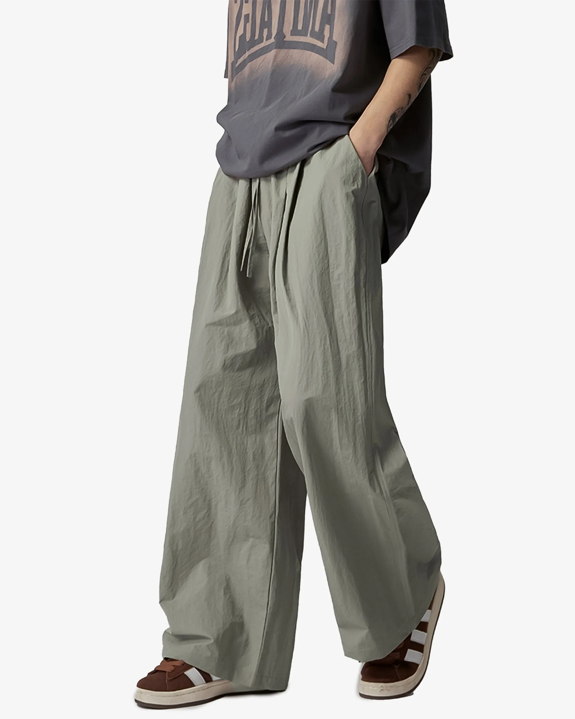 Lightweight Parachute Straight Fit Casual Wide Pants