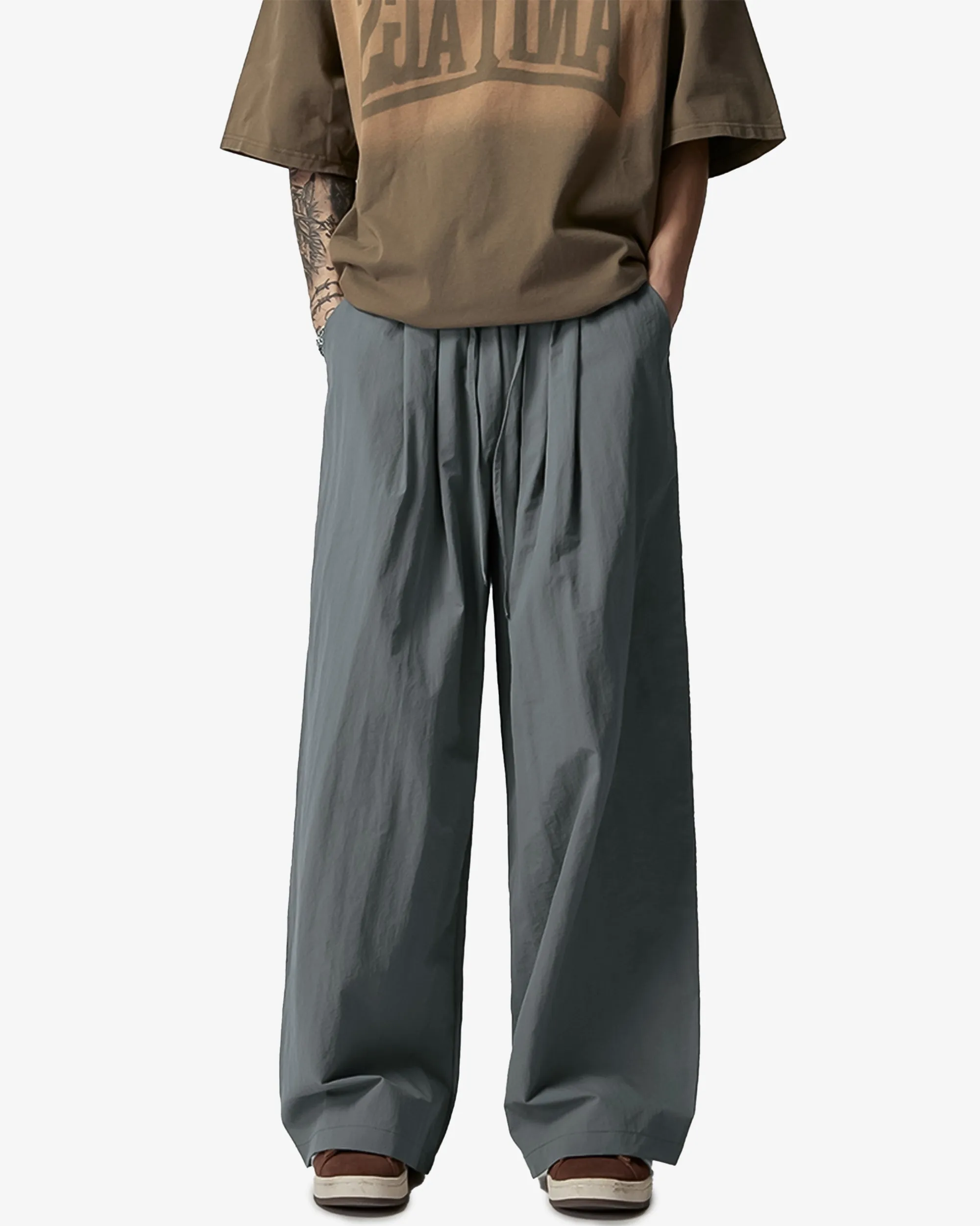 Lightweight Parachute Straight Fit Casual Wide Pants