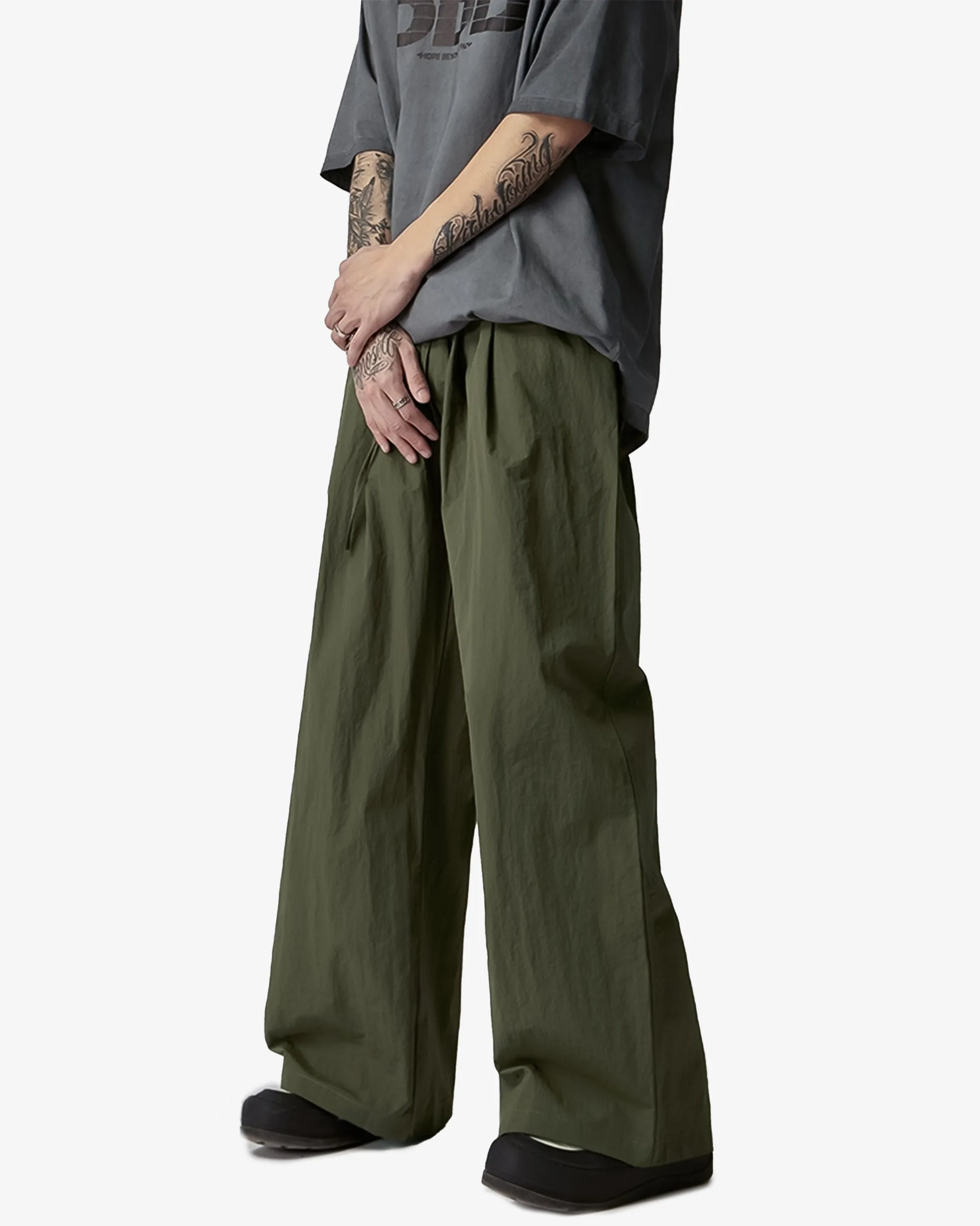 Lightweight Parachute Straight Fit Casual Wide Pants