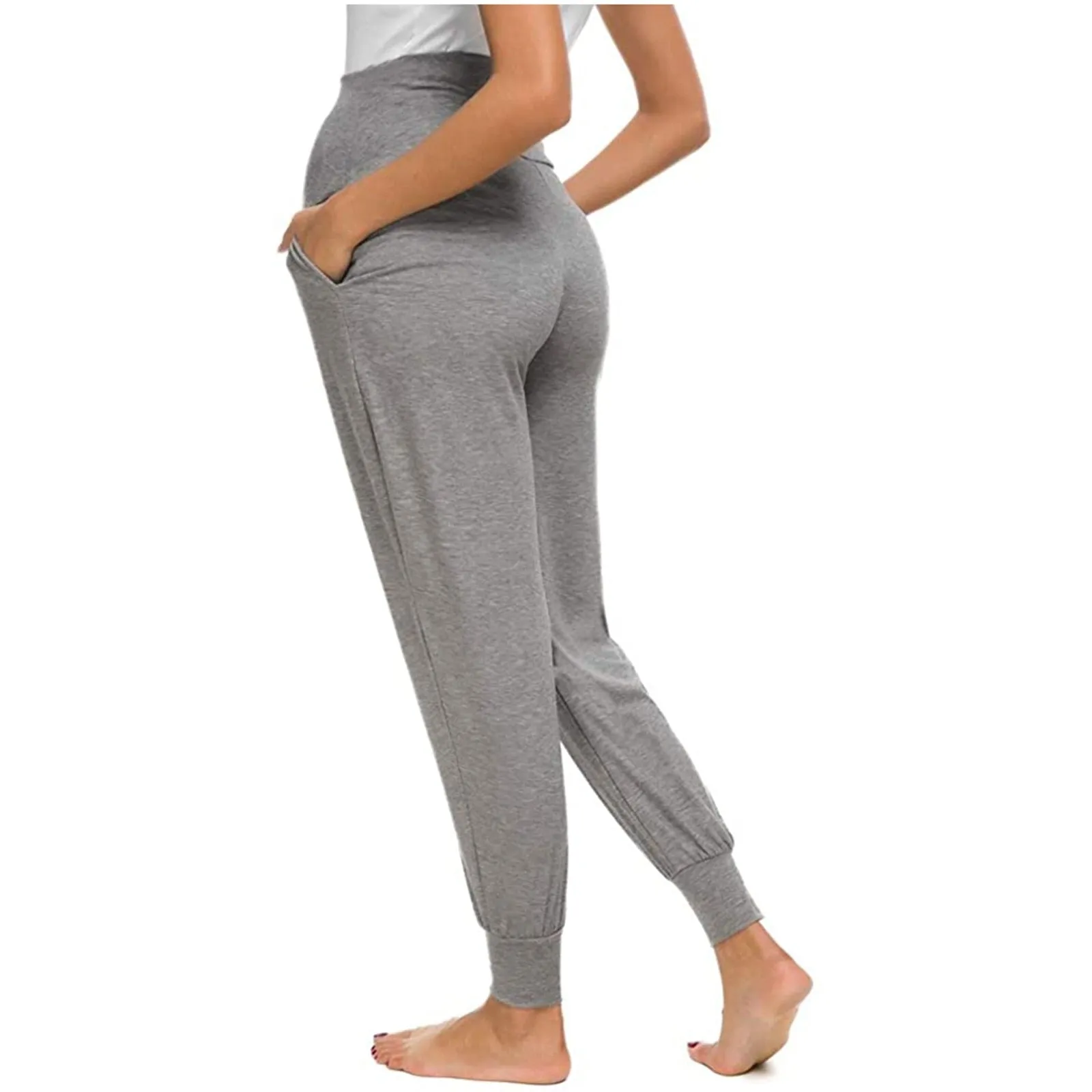 Loose Leggings Women Maternity Clothes Women&#39;s Solid Color Casual Pants Stretchy Comfortable Elastic