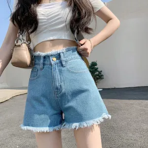 LVSANW 2024 Spring Summer Jean Shorts for Women Casual Sexy High Waist Denim Shorts Vintage Raw-edge Mujer Short Jeans Female Clothing