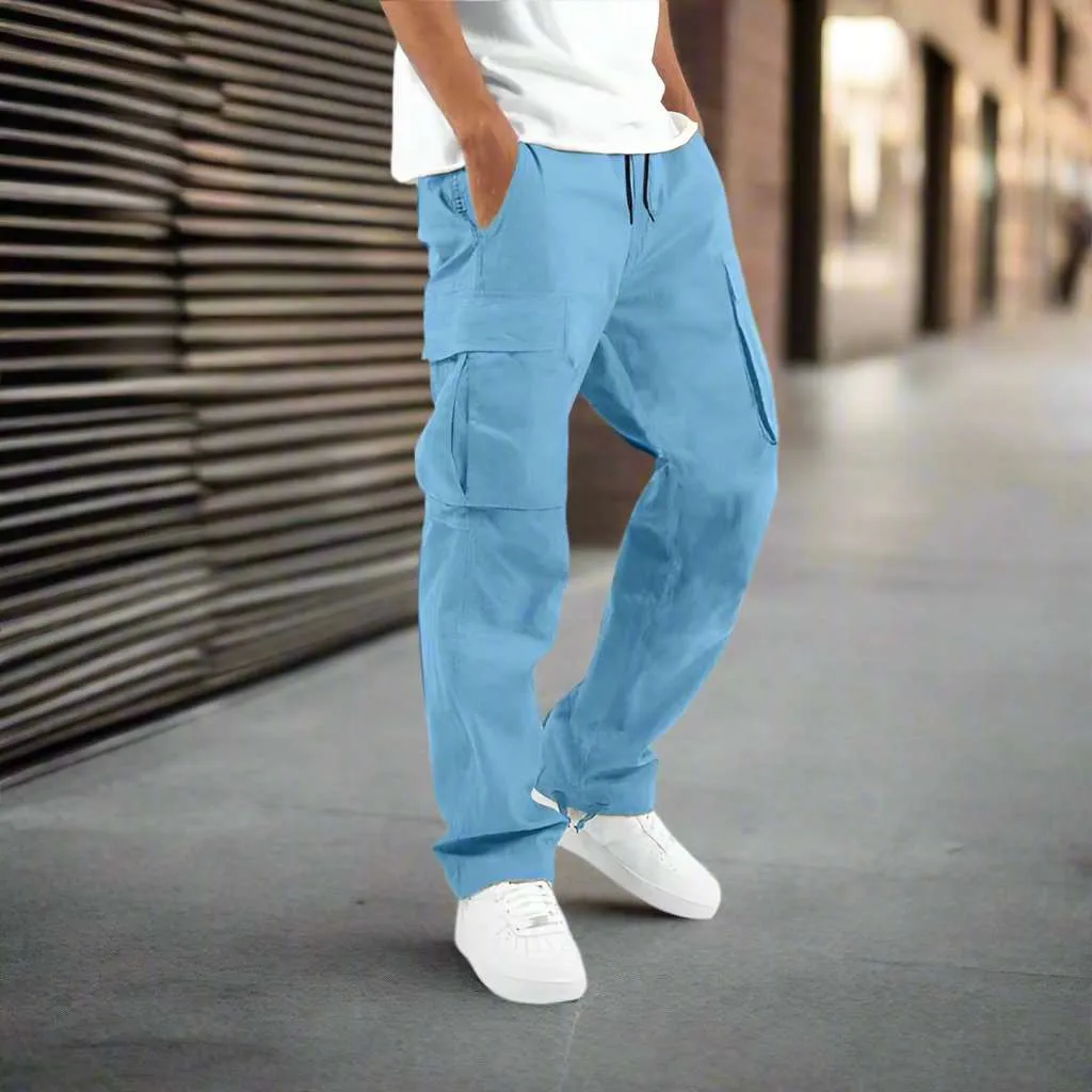 Men's Casual Multi Pocket Straight Leg Cargo Pants