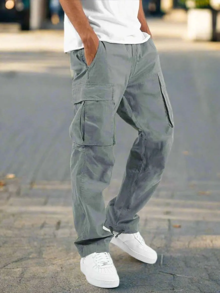 Men's Casual Multi Pocket Straight Leg Cargo Pants