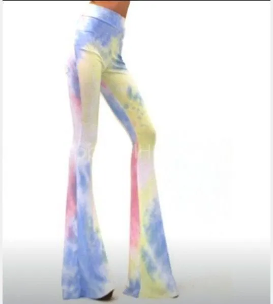 New Tie-dye Print Fashion Slim Flared Pants