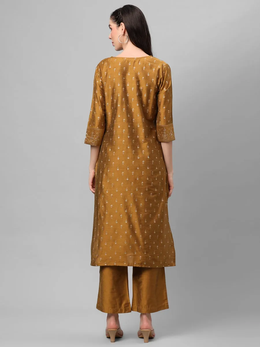 Olive Green Ornamental Printed Kurta With Comfort Pant