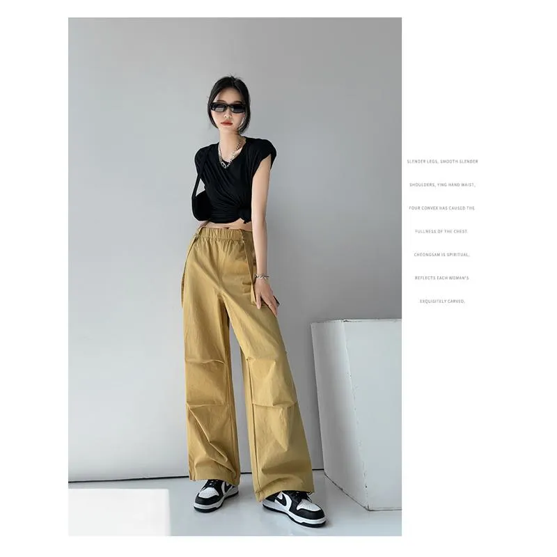 Overalls Loose-Fit Straight Wide-Leg Workwear Comfortable Tapered Pants