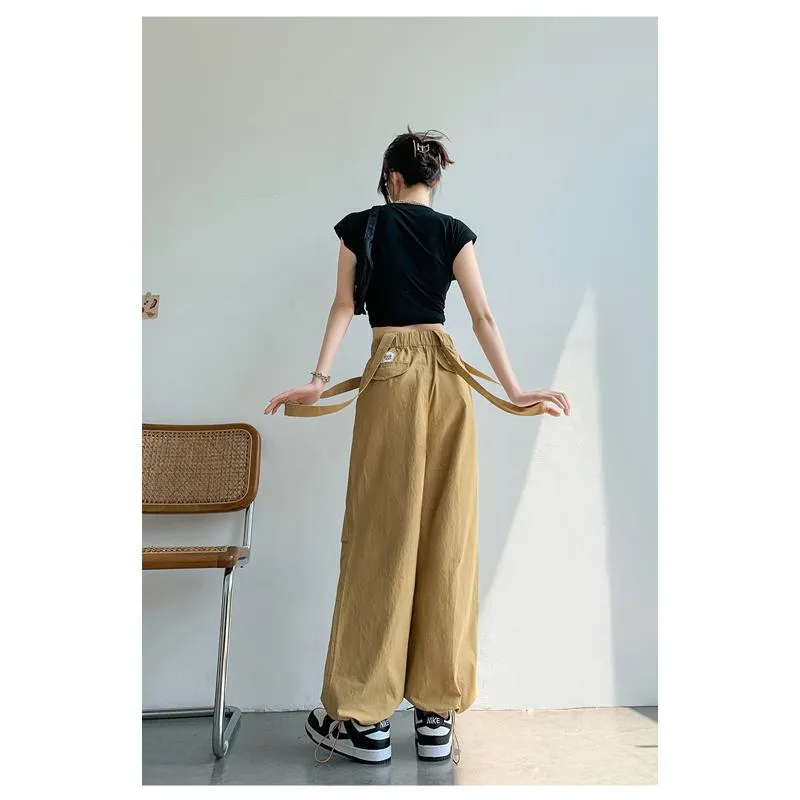 Overalls Loose-Fit Straight Wide-Leg Workwear Comfortable Tapered Pants