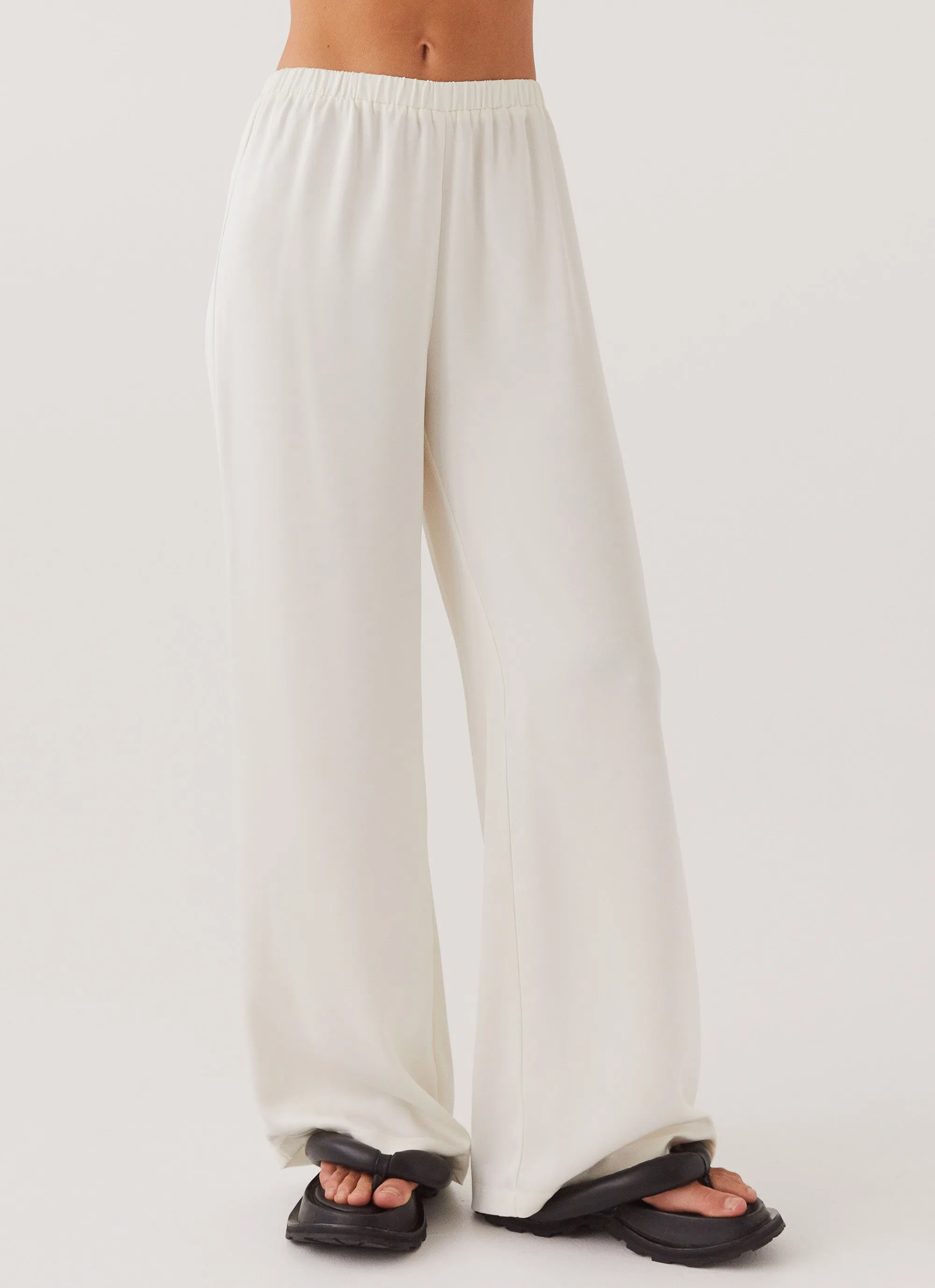 Palm Cove Satin Pants - Pearl Dove