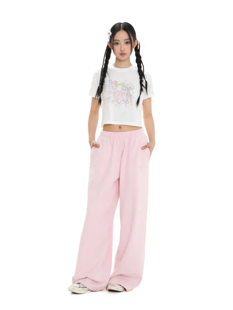 Pink Girls Comfortable Sweat Pants【s0000008640】