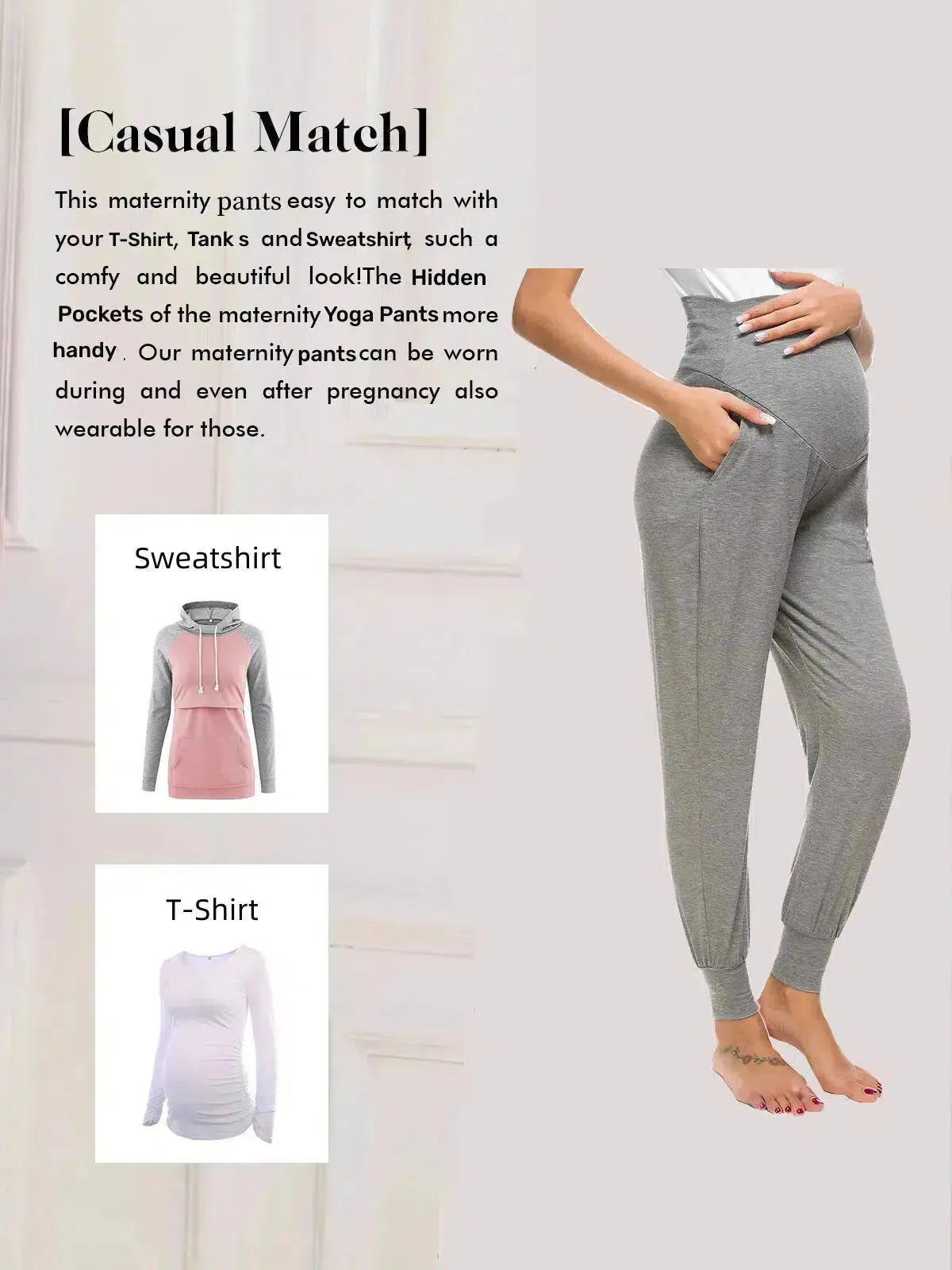 Pregnancy Stretch Lounge Pants with High Waist