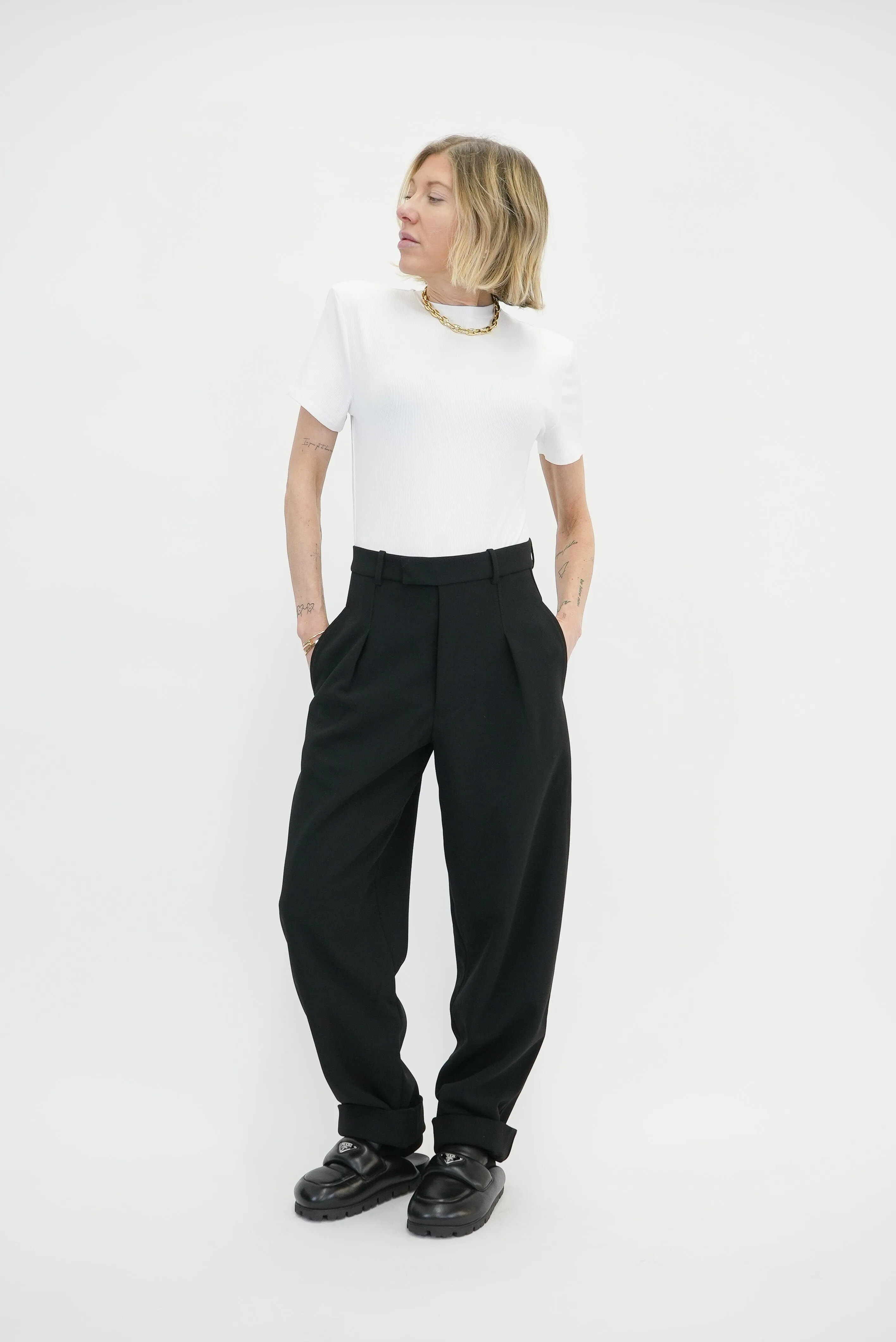 PSALM BOYISH HEAVY CREPE PANTS