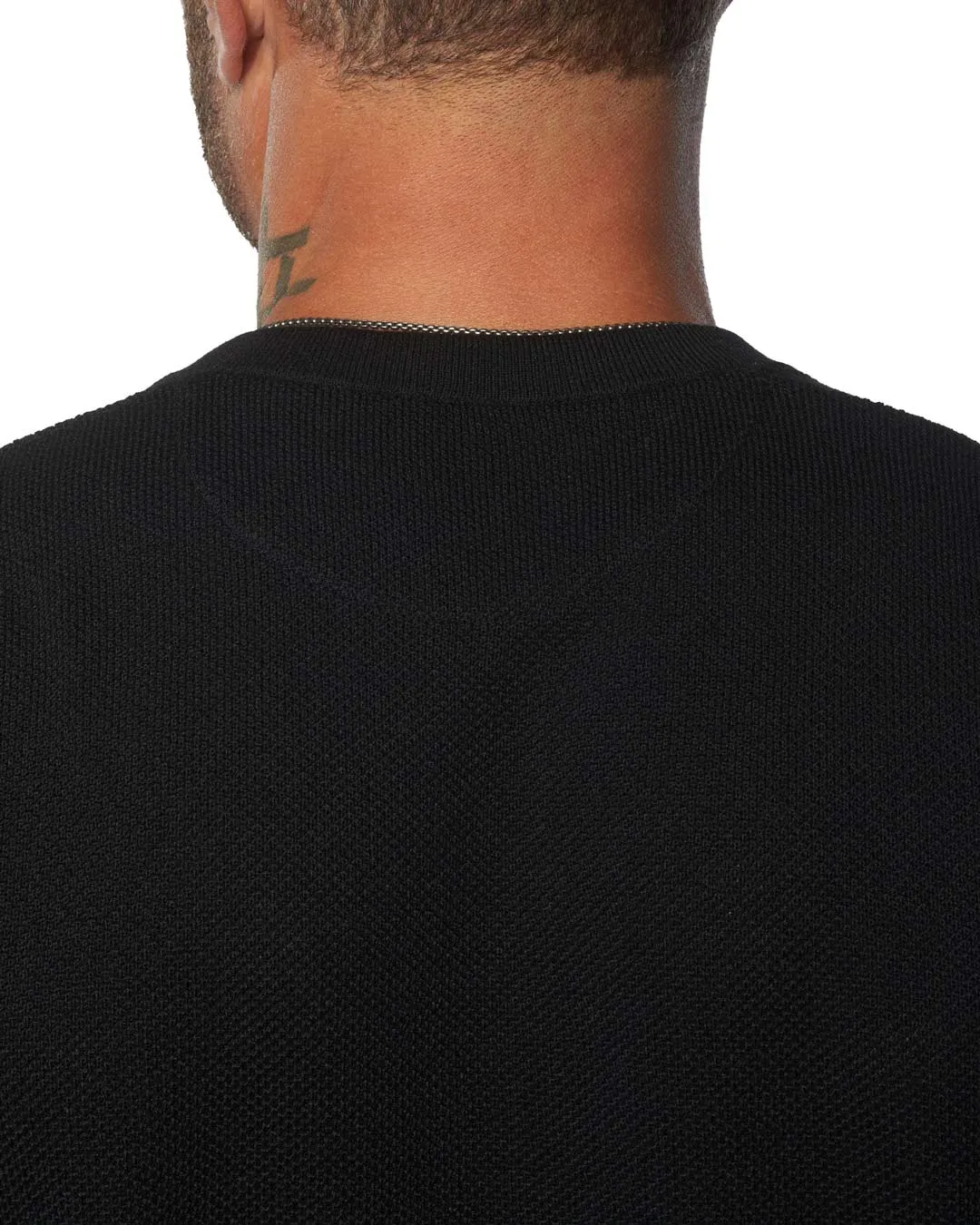 SS Mandarin Collar Knit Henley [FITTED]