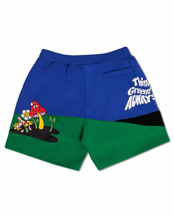 THINK GREEN Cut & Sew Graphic Shorts