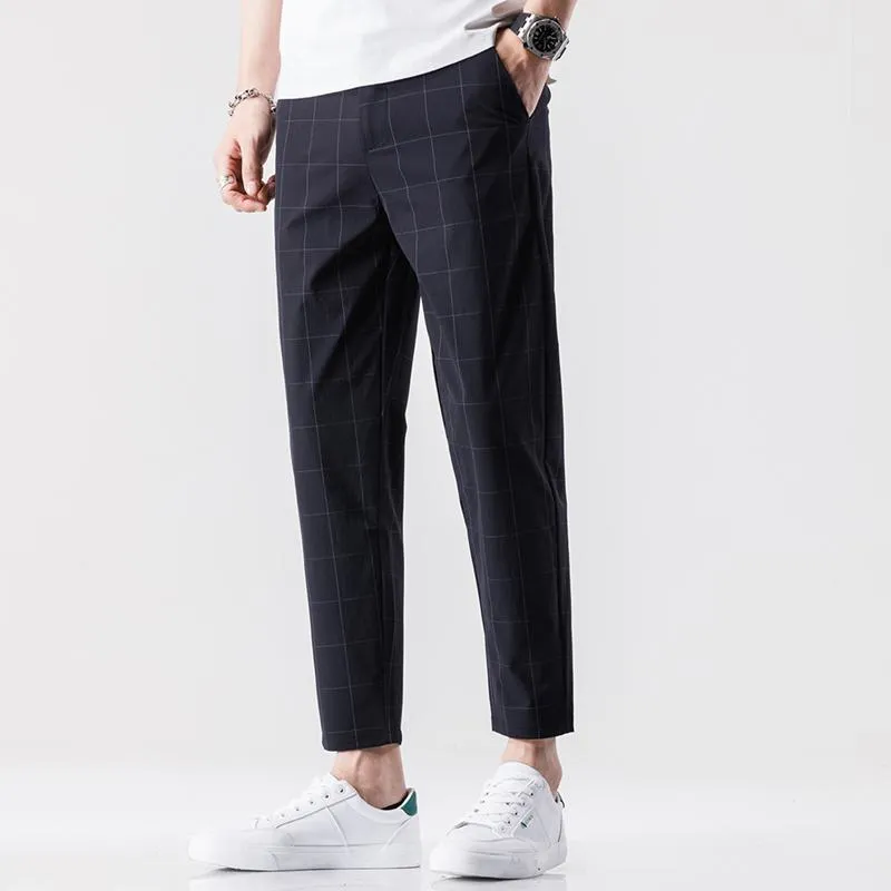 Trousers Plaid Casual Elasticity Business Pants