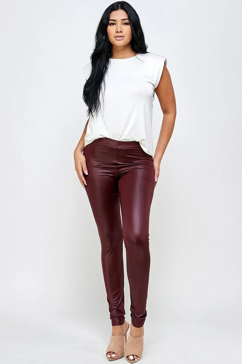 Vegan Leather Body Control Leggings