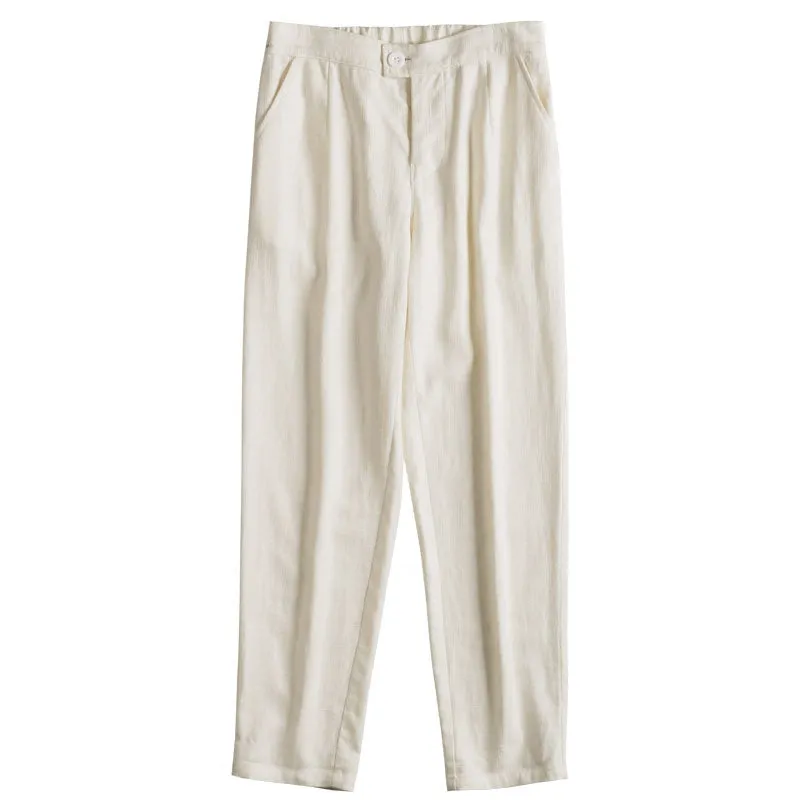 White Women Casual Pants Side Pockets SXM97242