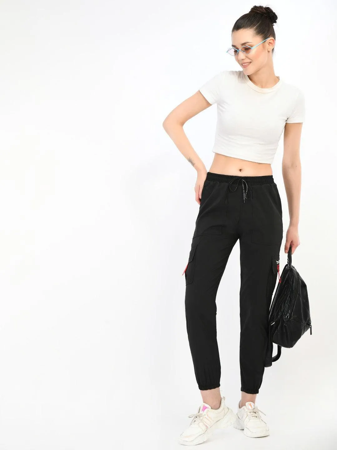 Women Black Solid Joggers