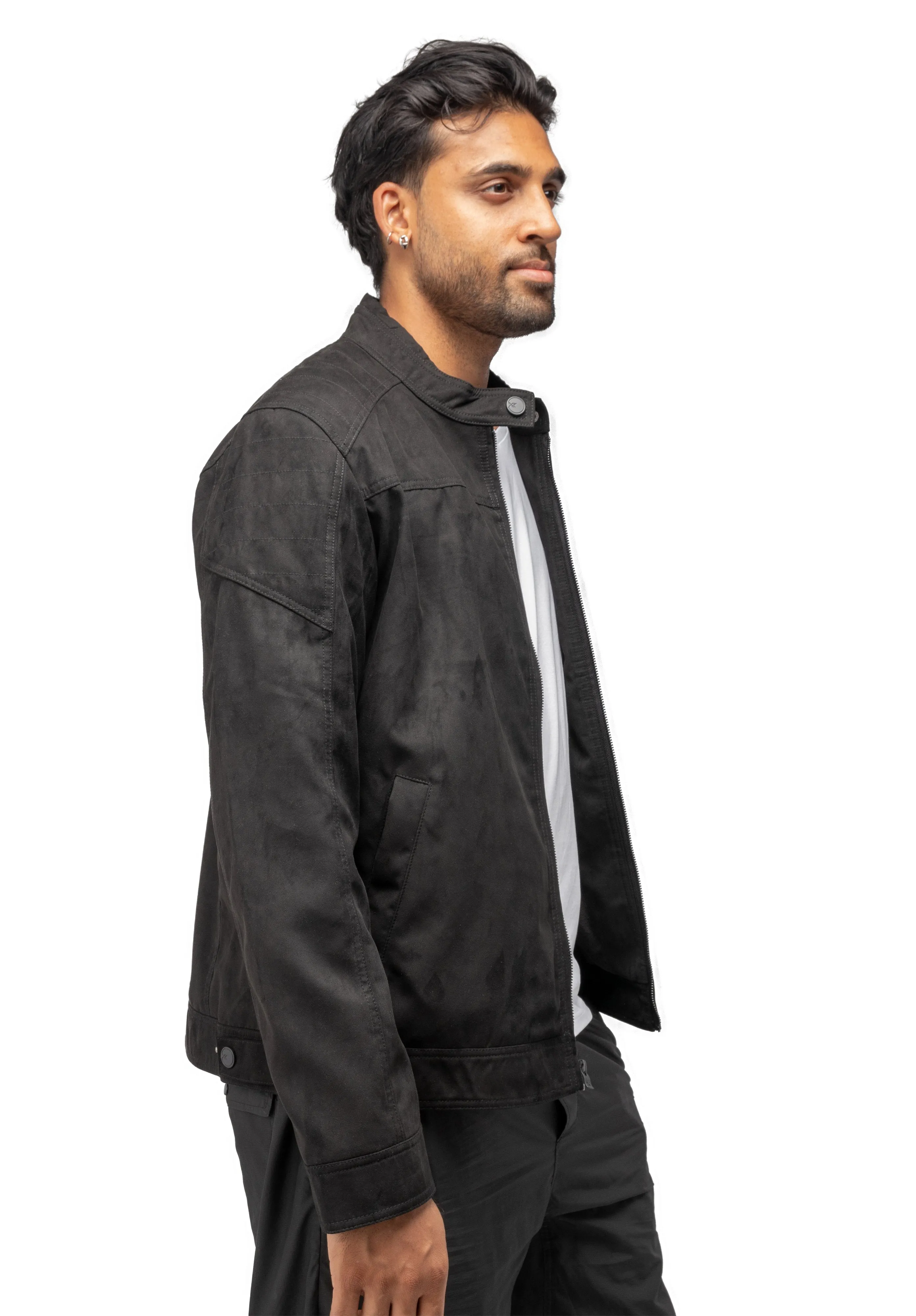 X RAY Men's Faux Suede Jacket Quilted Sleeves With Faux Shearing Lining