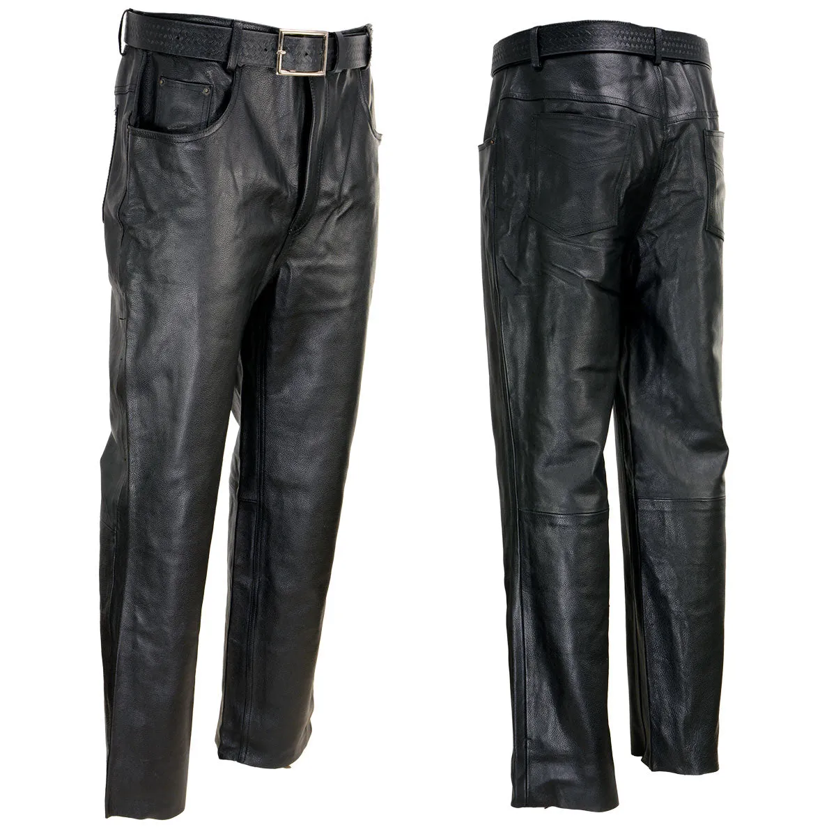 Xelement 860 Men's 'Classic' Black Loose Fit Motorcycle Casual Leather