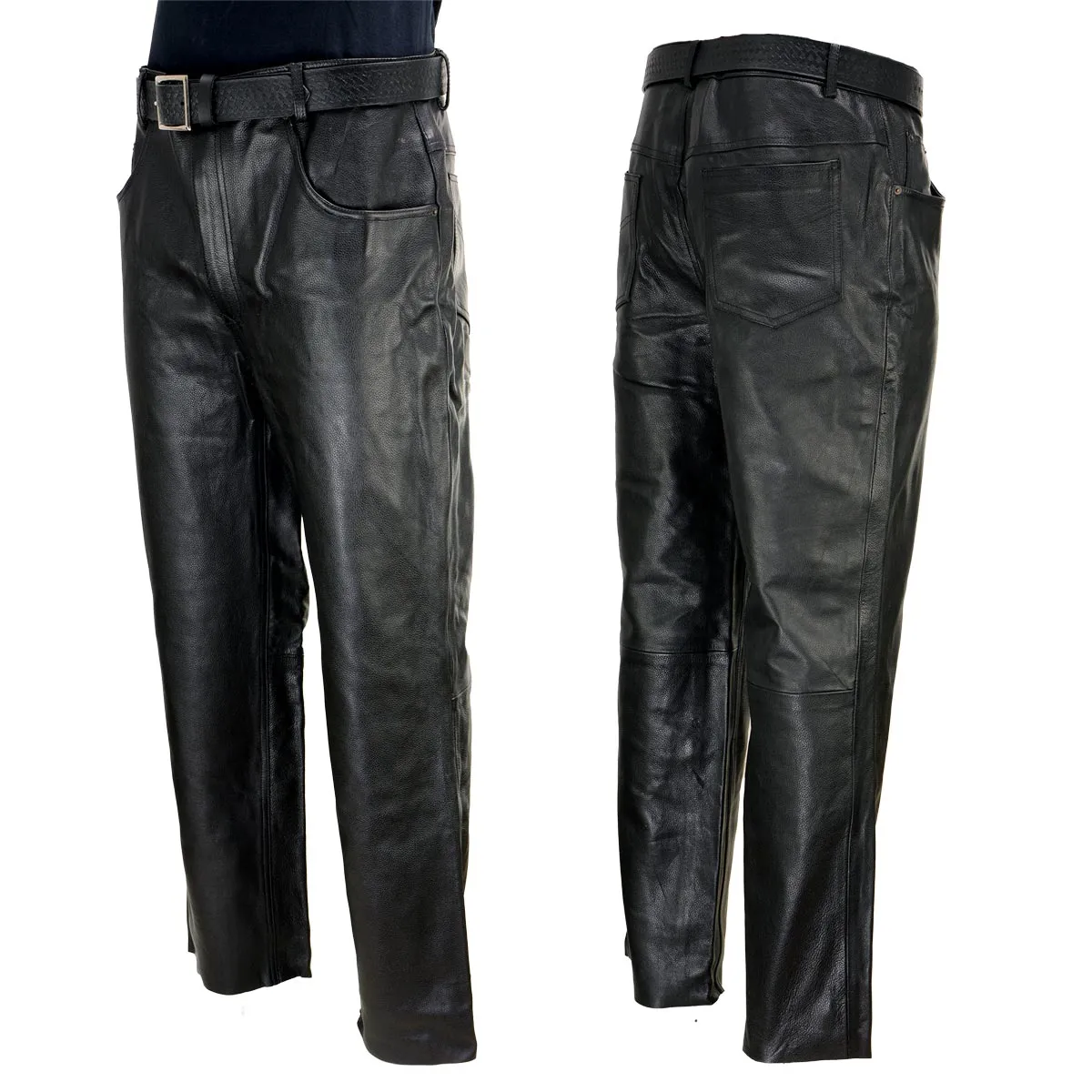 Xelement 860 Men's 'Classic' Black Loose Fit Motorcycle Casual Leather