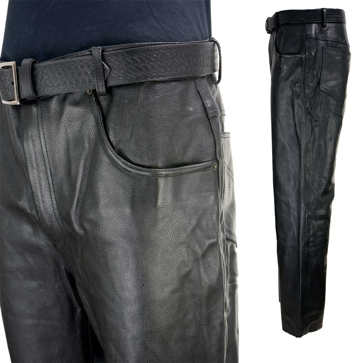 Xelement 860 Men's 'Classic' Black Loose Fit Motorcycle Casual Leather