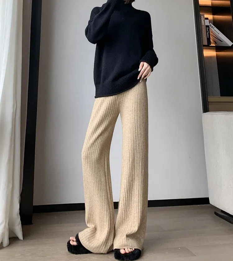 Zoya Ribbed Knit Button Pants